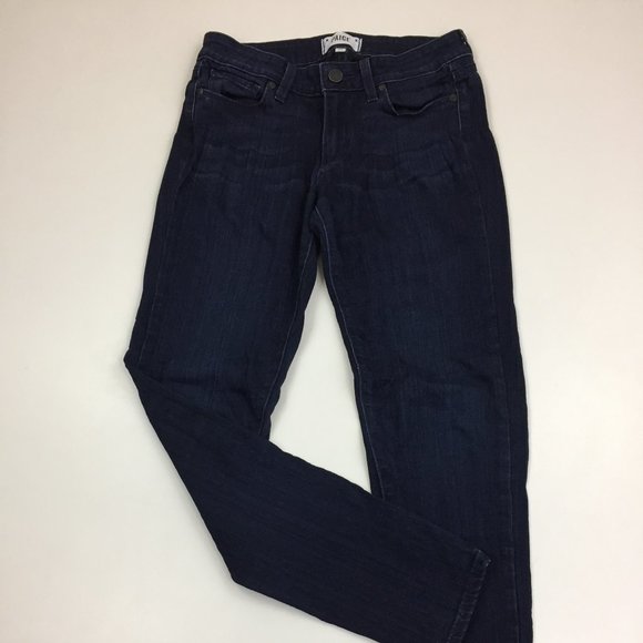 PAIGE Medium/Dark Wash 5 Pocket Logo Hardware VERDUGO Skinny Ankle Jeans - Picture 5 of 13